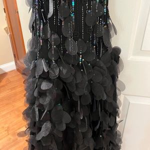 Black beaded chiffon gown size 12